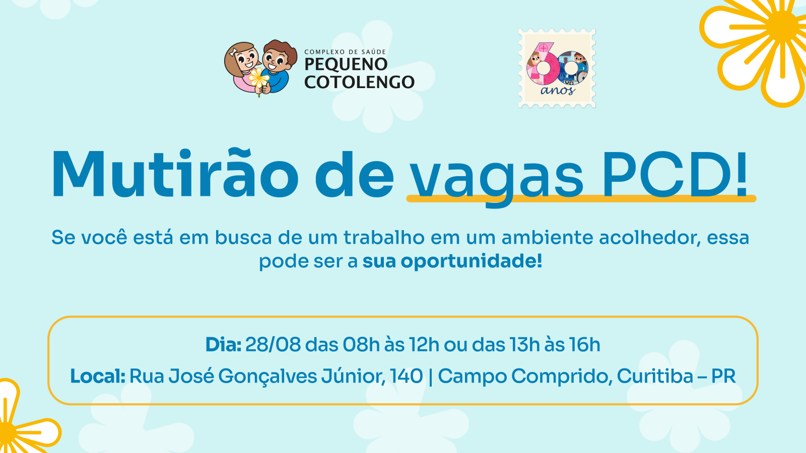 Complexo de Saúde Pequeno Cotolengo realiza mutirão de contratação exclusivo para pessoas com deficiência