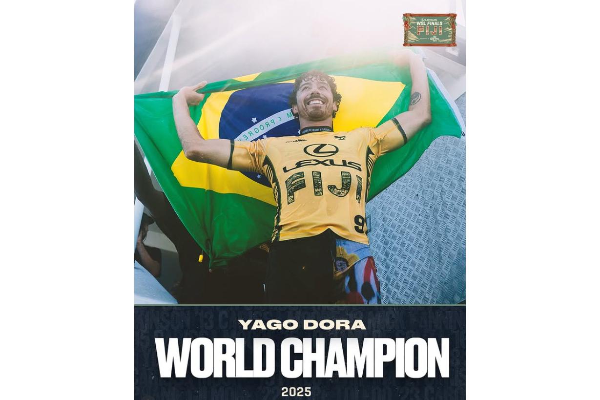 Paraná no topo da onda: curitibano Yago Dora é campeão mundial de surfe