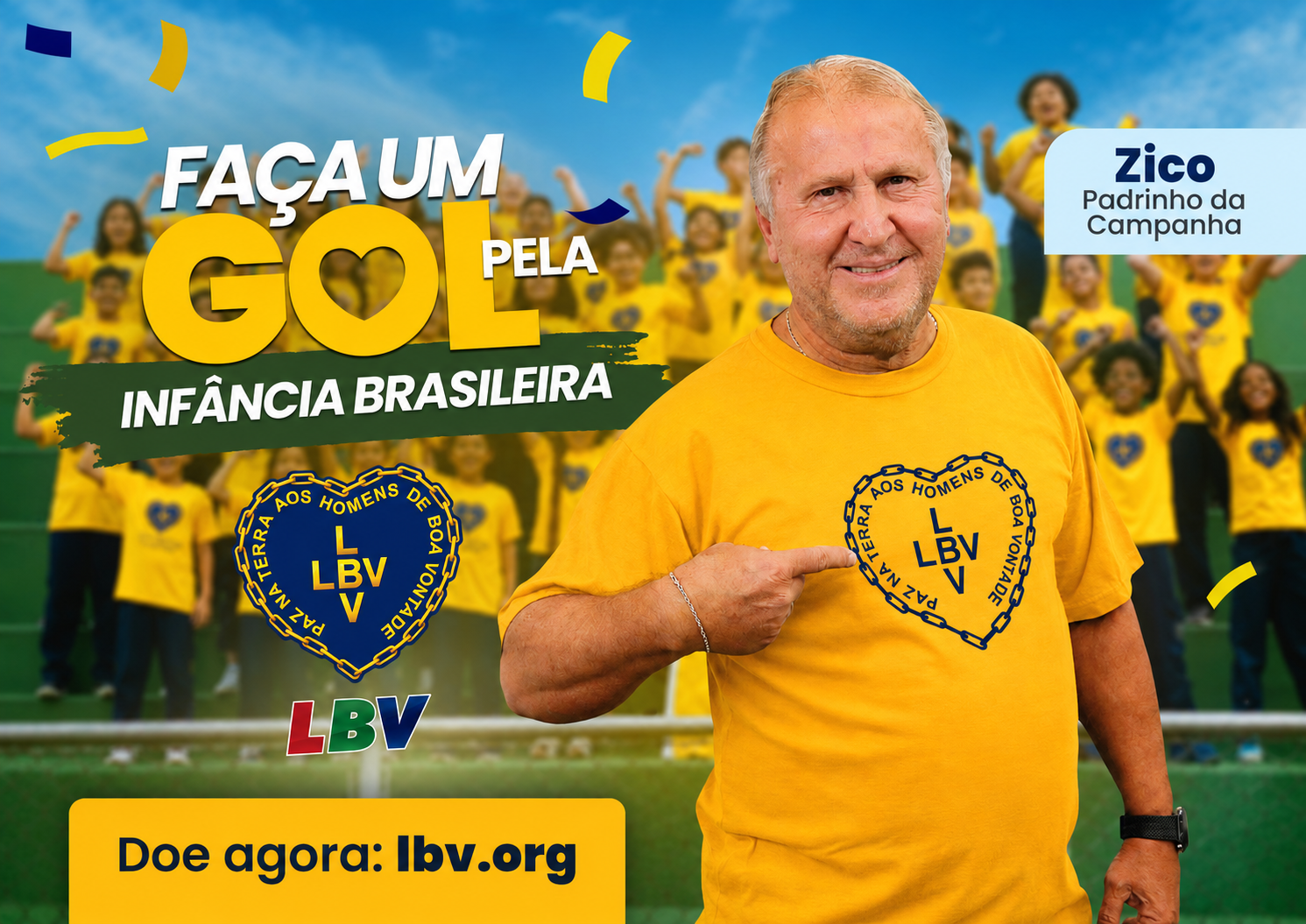 Zico entra em campo com a LBV em campanha pela infância brasileira